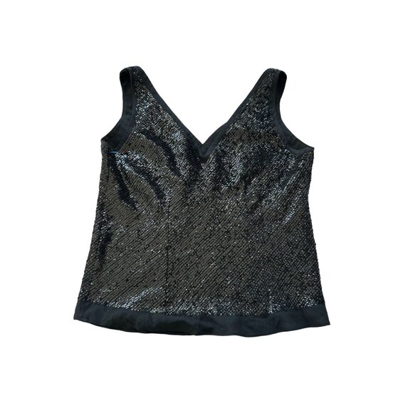 BANANA REPUBLIC Black Sequin Silk Blend Tank Top Size M - Picture 6 of 7
